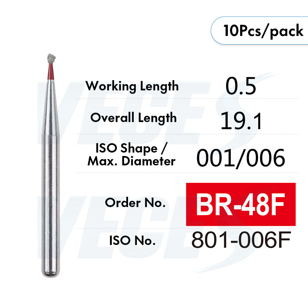 Veges Dental BR Fine Round Diamond Dental Bur – 10pcs/Pack