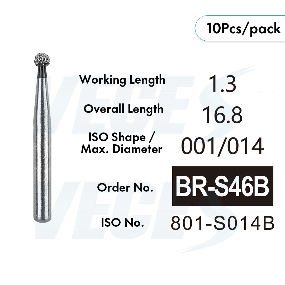 Veges Dental BR Super Coarse Round Diamond Dental Bur – 10pcs/Pack