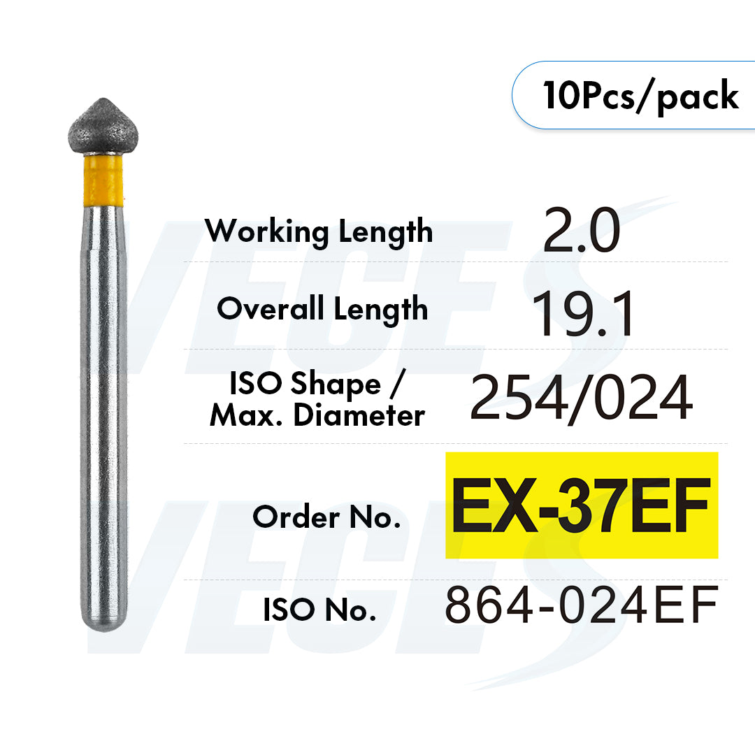 Veges Dental EX Extra Fine Diamond Dental Bur for Veneer Preparation - 10pcs/Pack