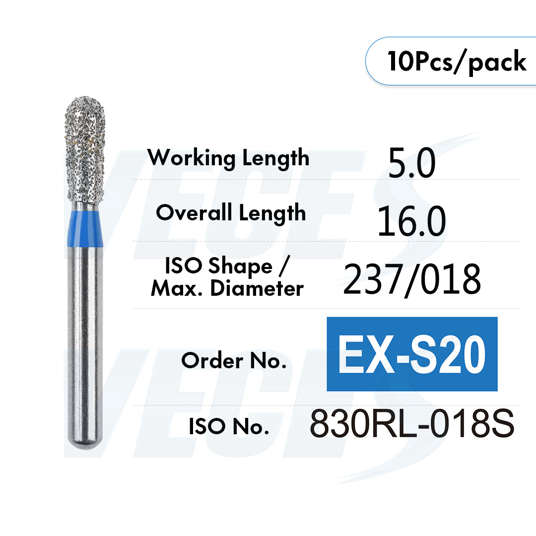 Veges Dental EX Depth Marker Diamond Bur for Veneer Preparation & Tooth Reduction | Medium Grit | FG | 10pcs