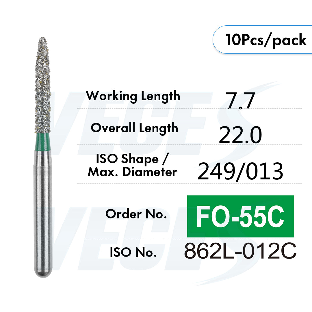 Veges Dental FO Coarse Flame Diamond Dental Bur – 10pcs/Pack