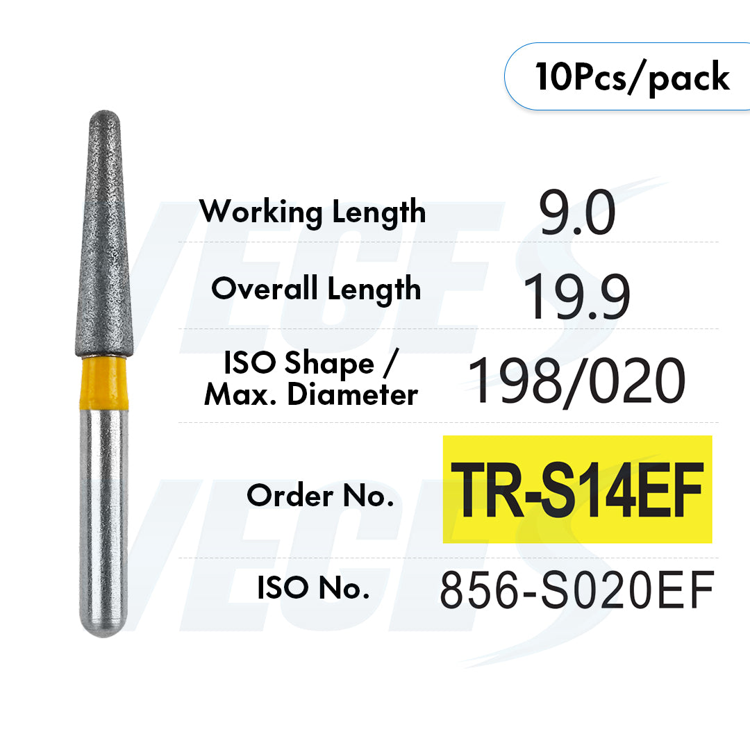Veges Dental TR Extra Fine Diamond Dental Bur for Finishing & Polishing – 10pcs/Pack