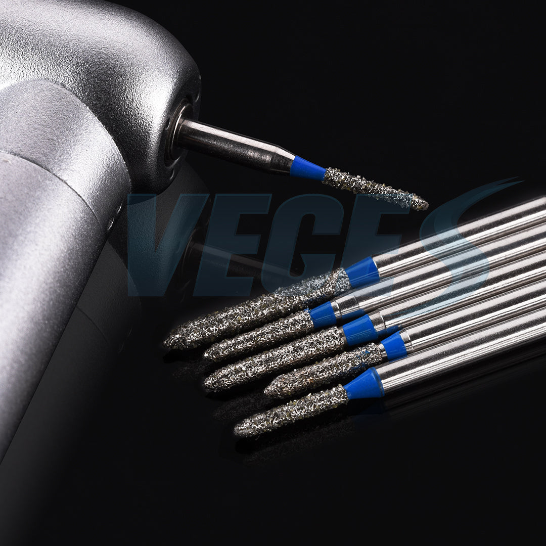 Veges Dental SO Standard Grit Pointed Tapered Diamond Dental Bur for Crown Preparation - 10pcs/Pack
