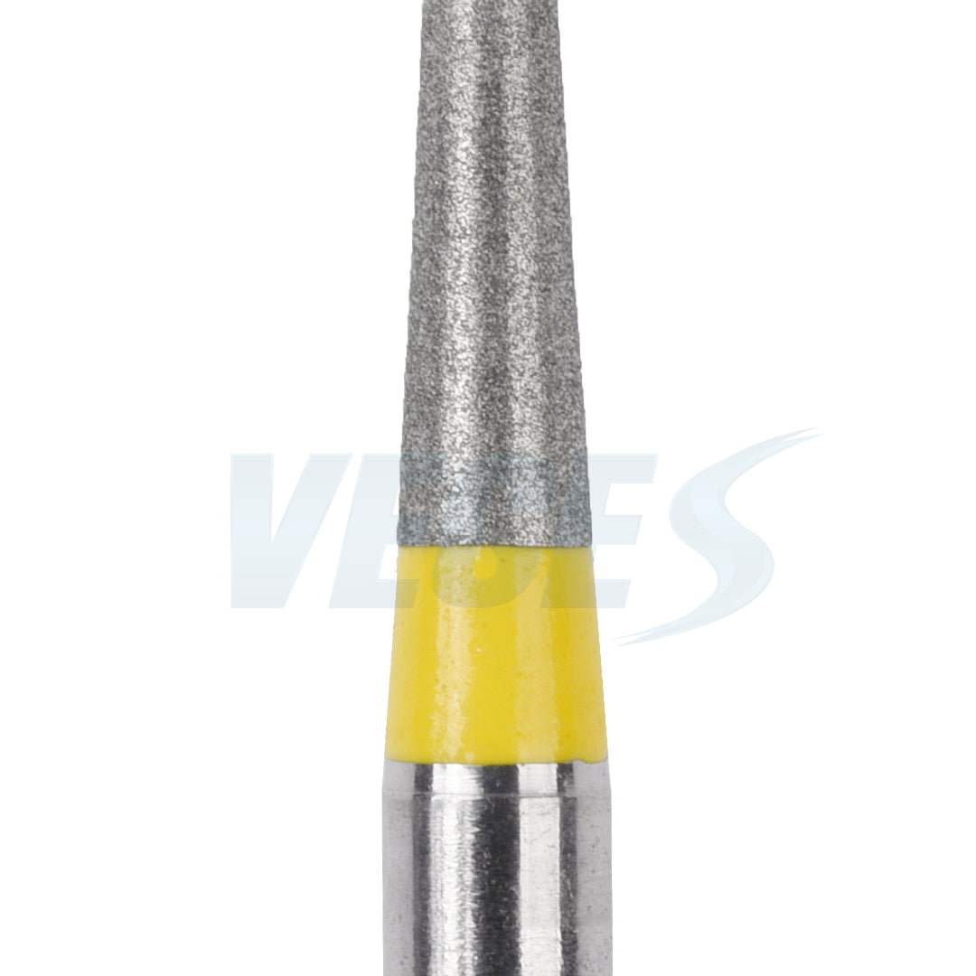 Close Up View of Veges Dental TC Extra Fine Tapered Point Diamond Bur for Crown Finishing