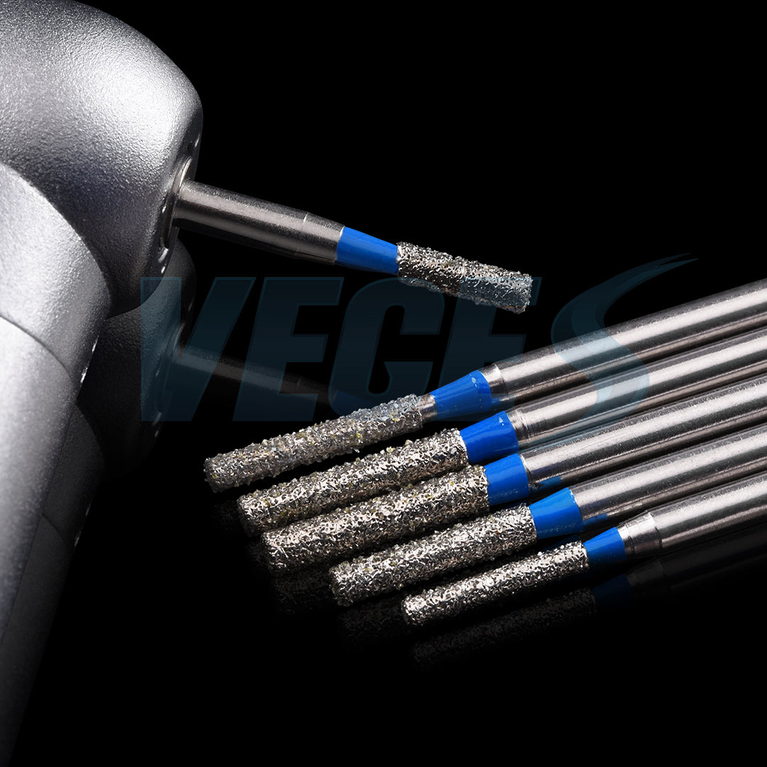 Veges Dental SF Standard Grit Flat-End Diamond Dental Bur for Tooth Preparation - 10pcs/Pack