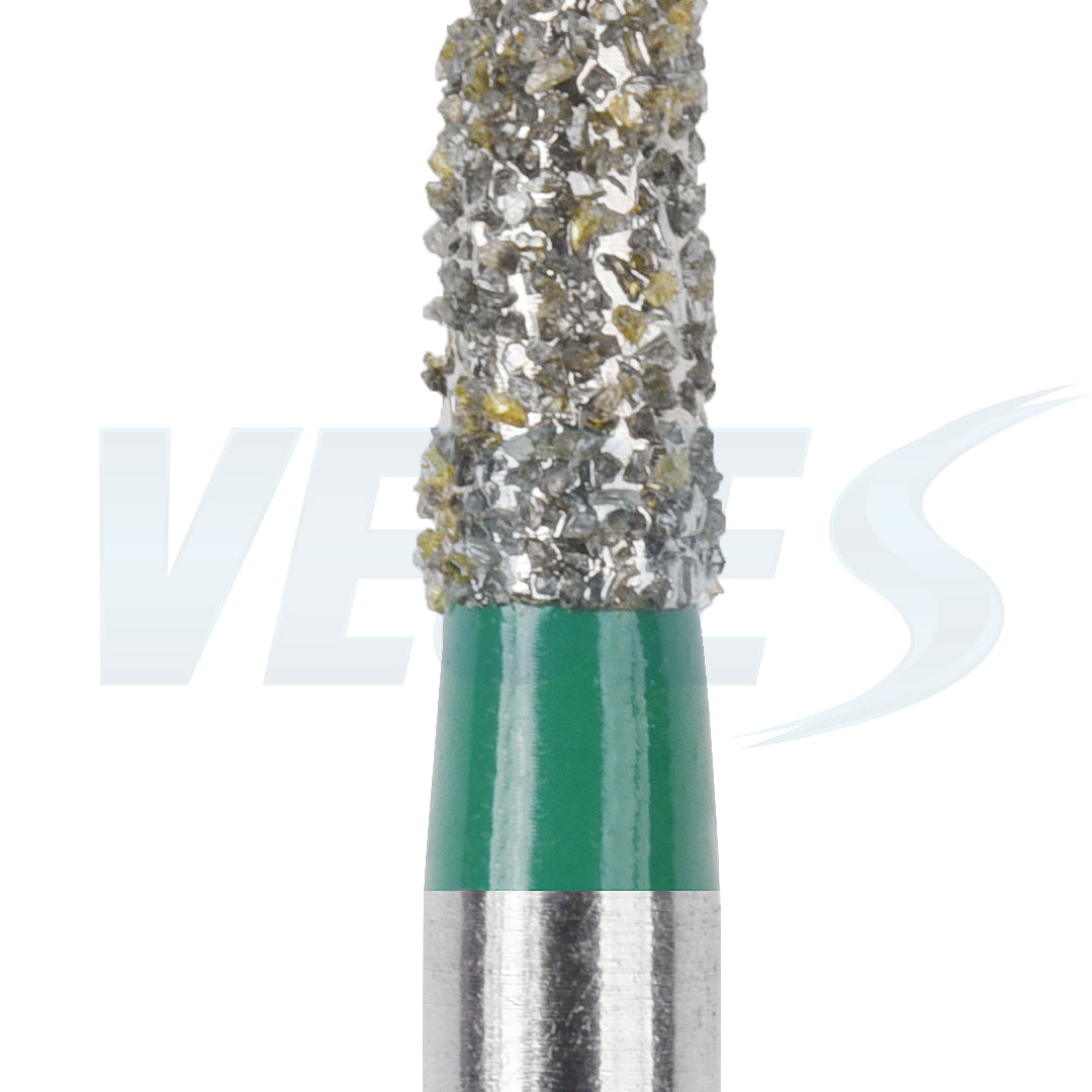 Veges Dental TF Coarse Flat-End Diamond Dental Bur for Tooth Preparation & Contouring | Green Ring | FG | 10pcs