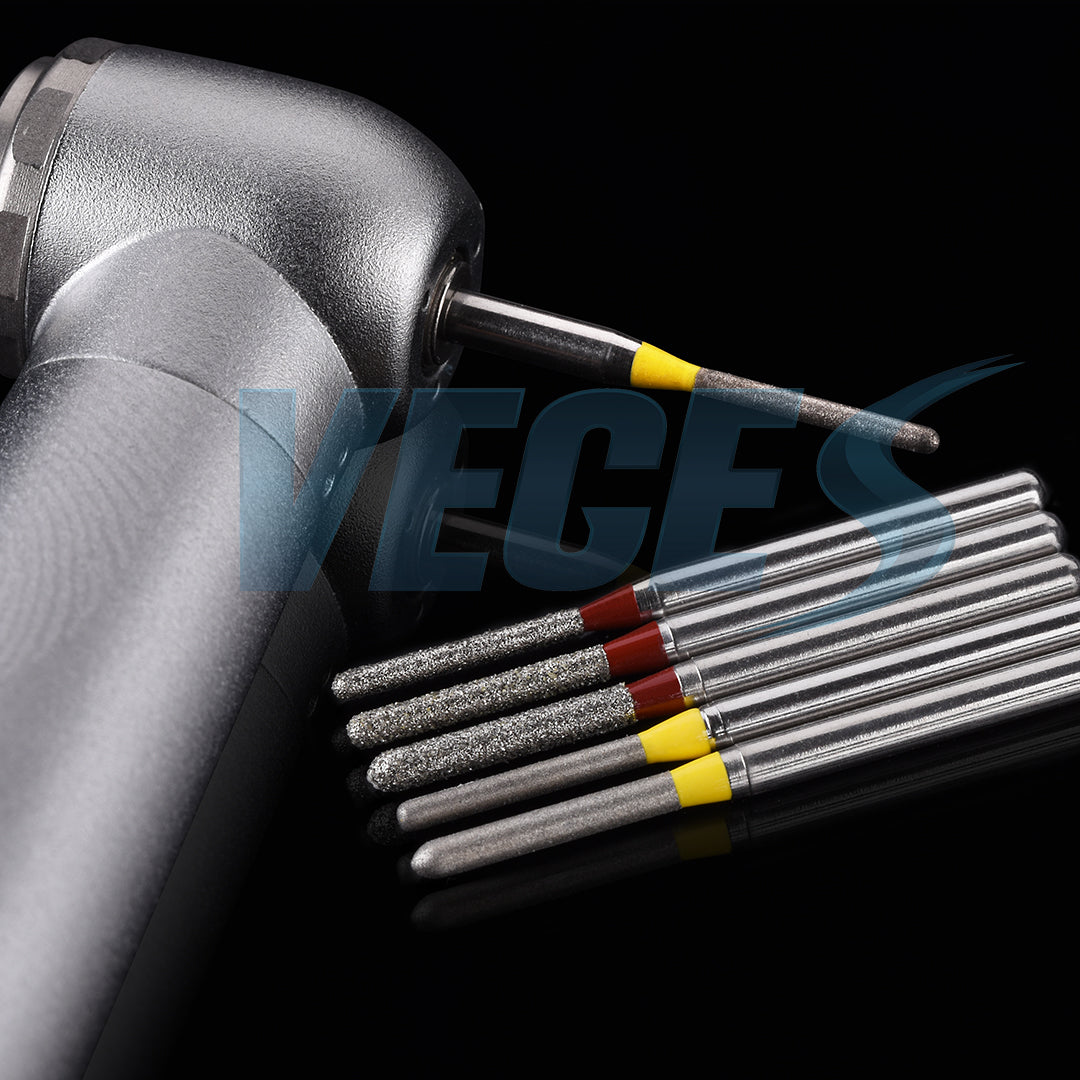 Veges Dental SR Extra Fine Torpedo Round-End Cylinder Diamond Dental Bur for Crown Preparation - 10pcs/Pack