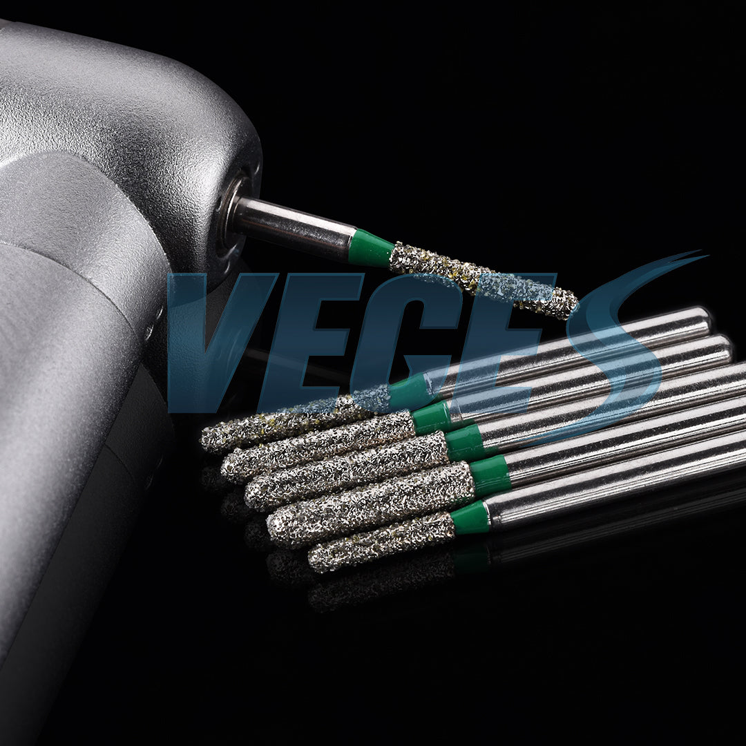 Veges Dental SR Coarse Torpedo Round-End Cylinder Diamond Dental Bur for Crown Preparation - 10pcs/Pack