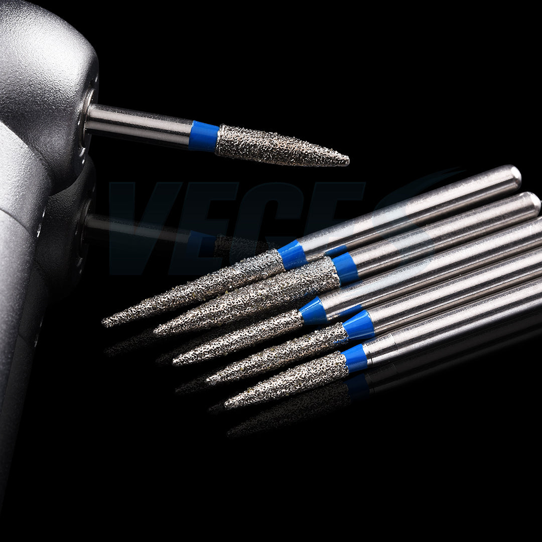 Veges Dental FO Medium Grit Flame Diamond IPR Bur for Orthodontics – 10pcs/Pack