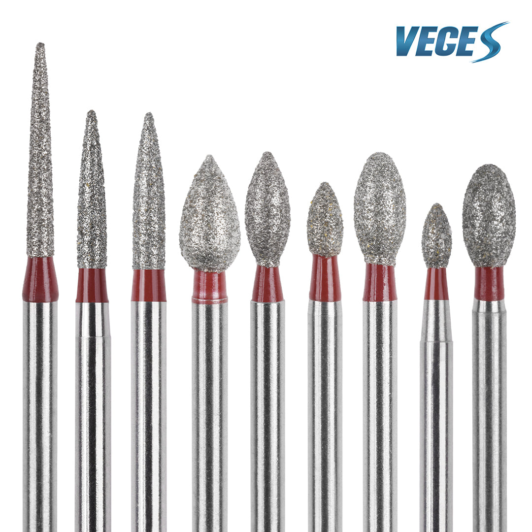 Veges Dental FO Fine Grit Pointed Flame Diamond Dental Bur – 10pcs/Pack