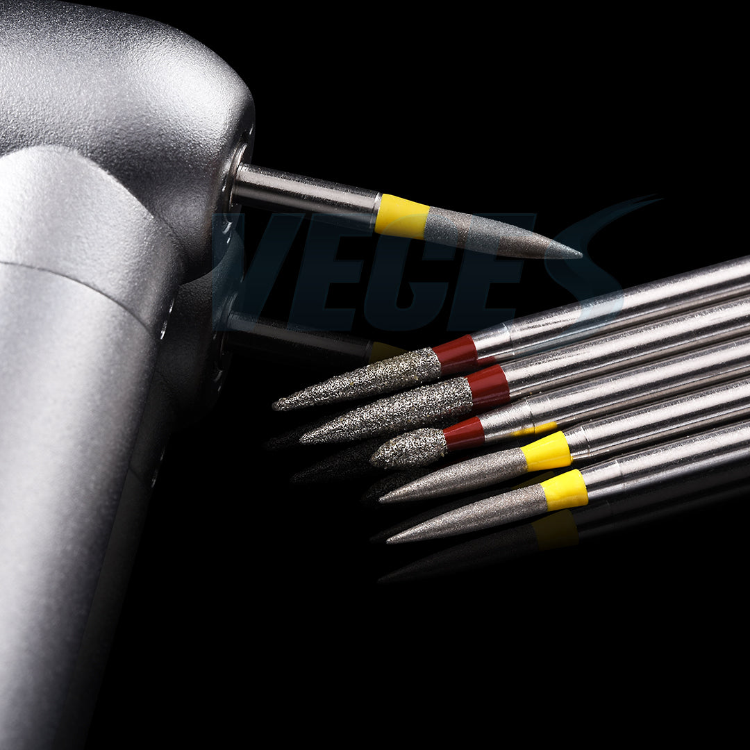 Veges Dental FO Fine Grit Pointed Flame Diamond Dental Bur – 10pcs/Pack