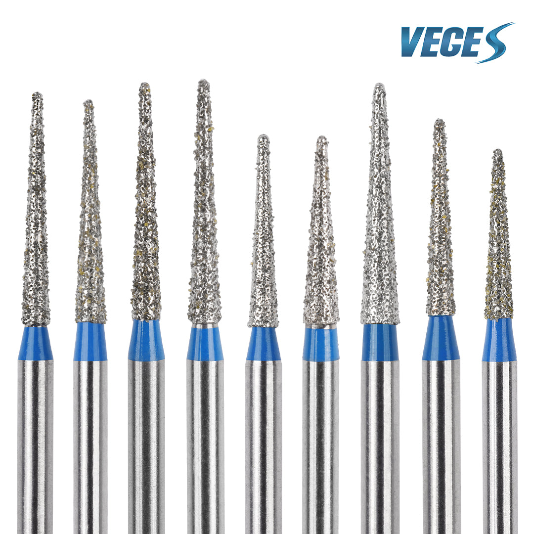 Veges Dental TC Tapered Point Diamond Dental Bur FG for Crown and Tooth Preparation 10pcs