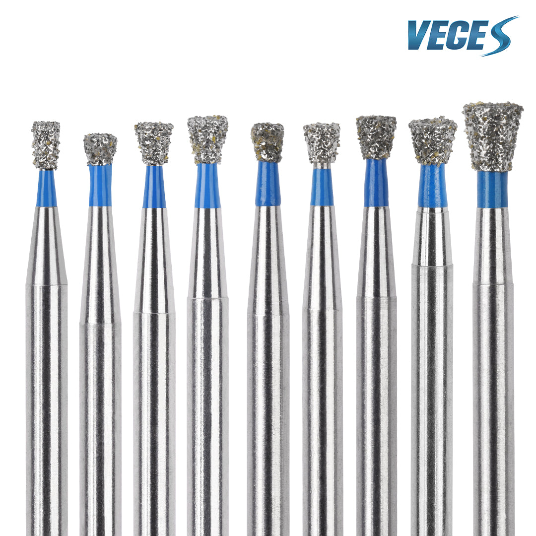 Veges Dental SI Standard Grit Inverted Cone Diamond Dental Bur for Cavity Preparation - 10pcs/Pack