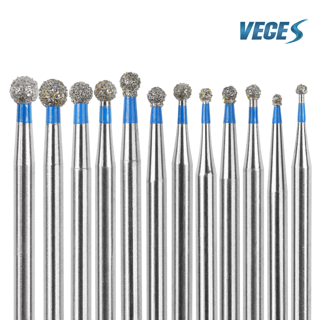 Veges Dental BR Standard Grit Round Diamond Dental Bur – 10pcs/Pack