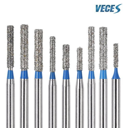 Veges Dental SF Standard Grit Flat-End Diamond Dental Bur for Tooth Preparation - 10pcs/Pack