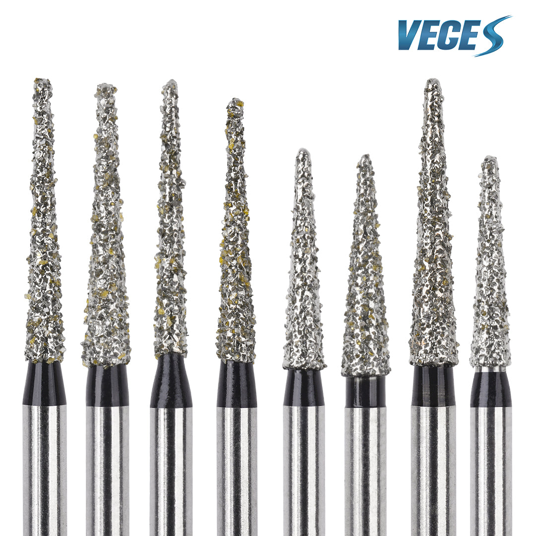 Veges Dental TC Super Coarse Tapered Point Diamond Dental Bur Black Ring FG for Rapid Tooth Preparation 10pcs