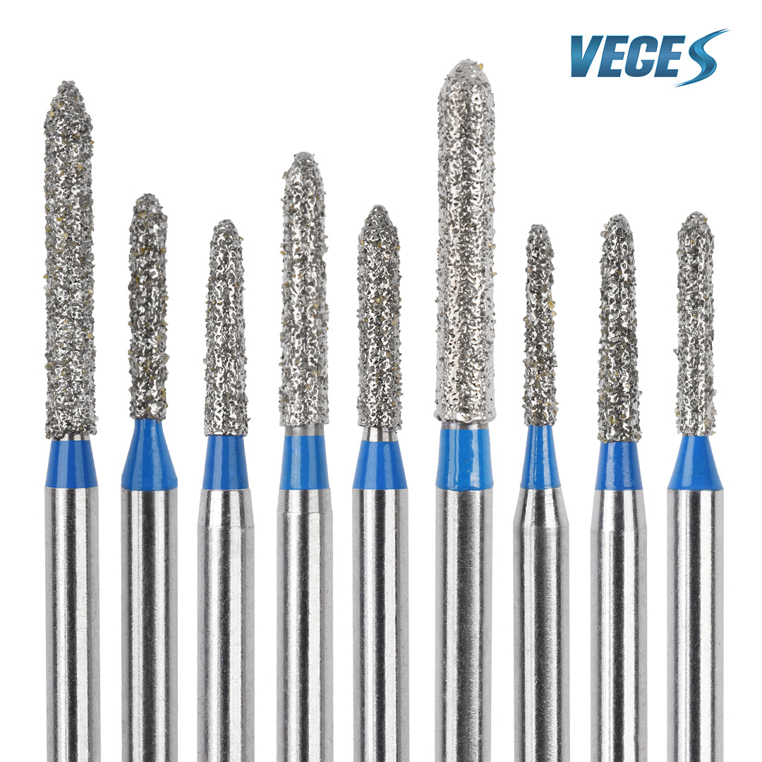 Veges Dental SO Standard Grit Pointed Tapered Diamond Dental Bur for Crown Preparation - 10pcs/Pack