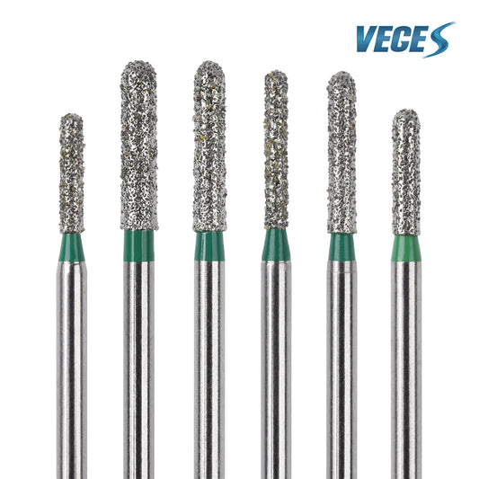 Veges Dental SR Coarse Torpedo Round-End Cylinder Diamond Dental Bur for Crown Preparation - 10pcs/Pack