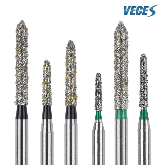 Veges Dental SO Super Coarse Pointed Tapered Diamond Dental Bur for Crown Preparation - 10pcs/Pack