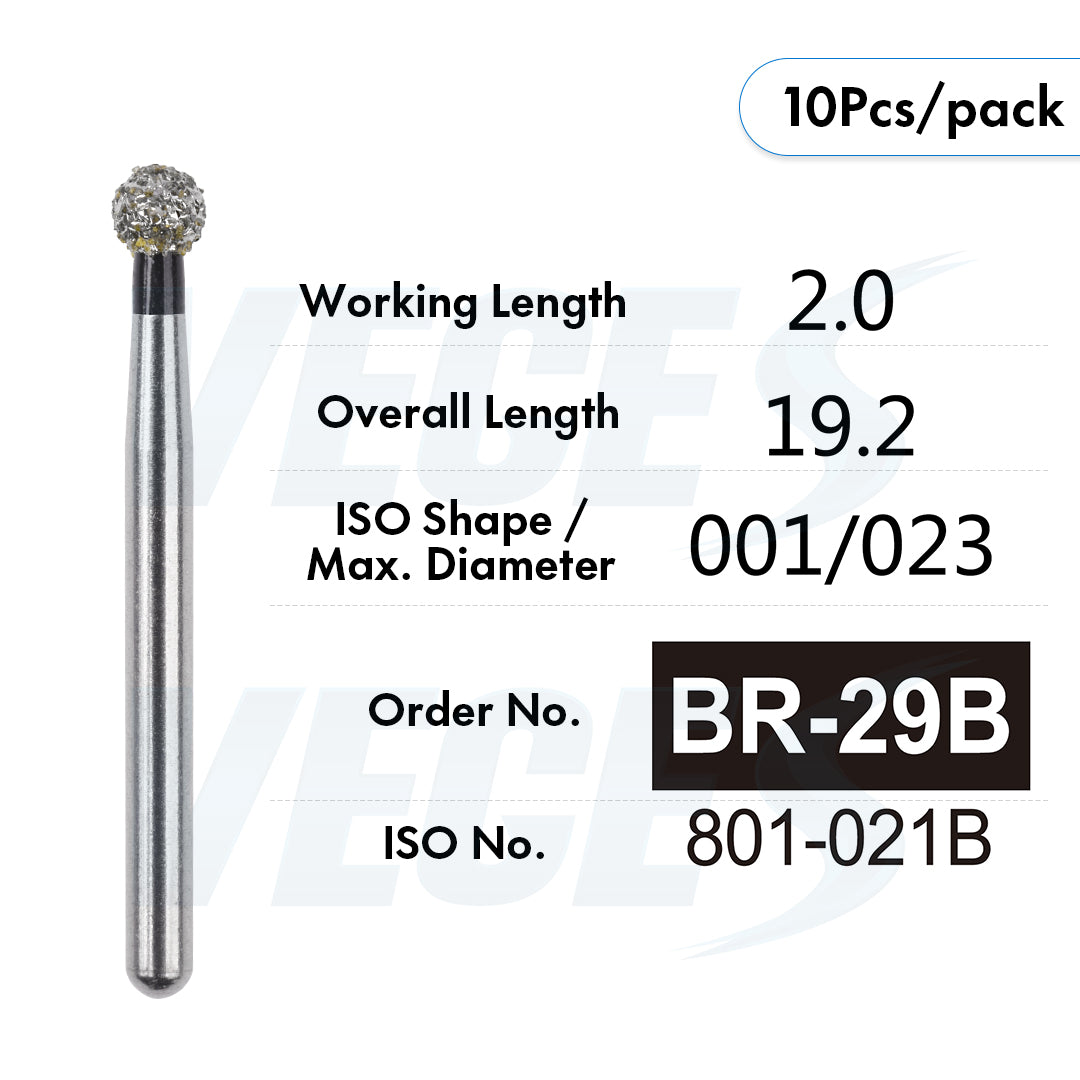 Veges Dental BR Super Coarse Round Diamond Dental Bur – 10pcs/Pack