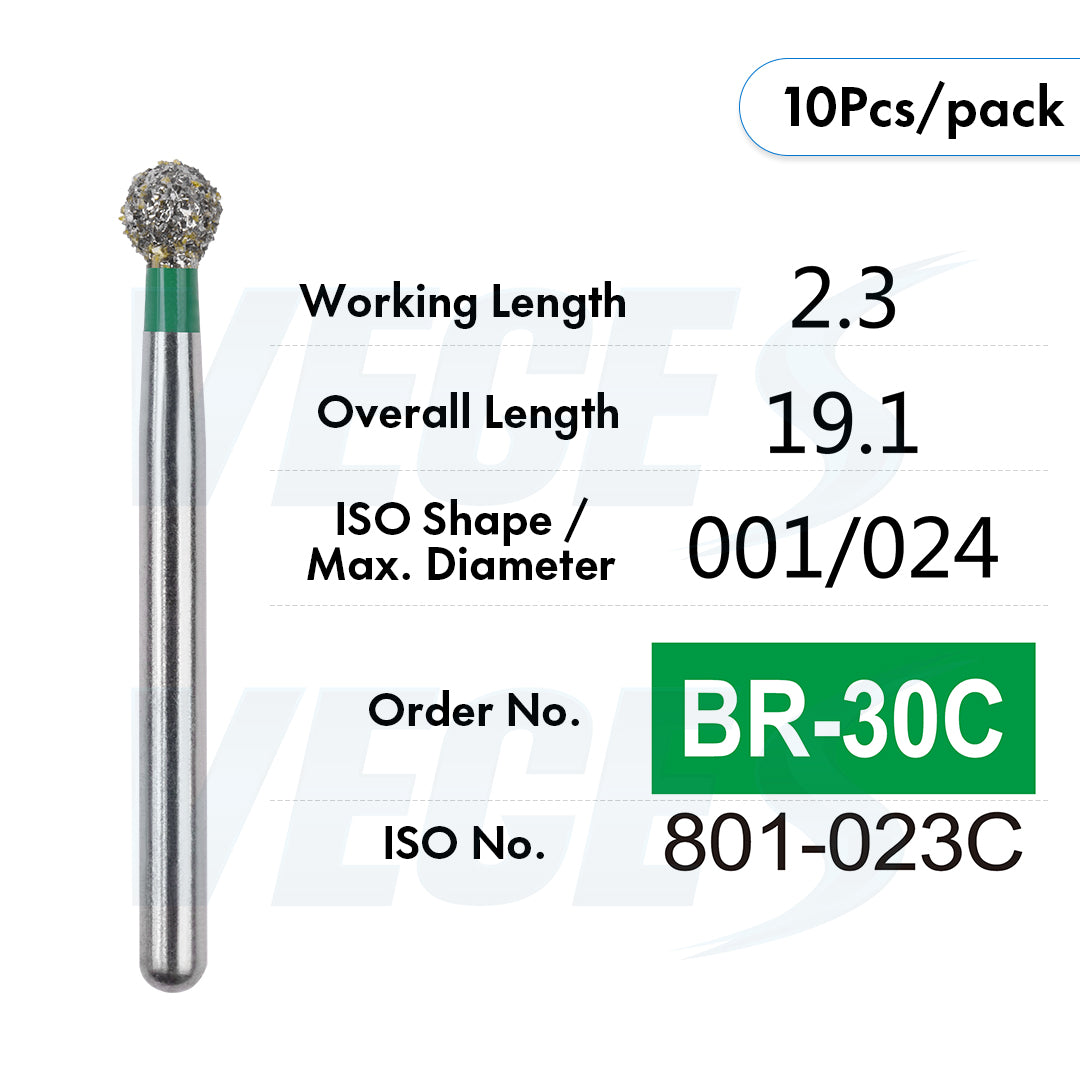 Veges Dental BR Coarse Round Diamond Dental Bur – 10pcs/Pack