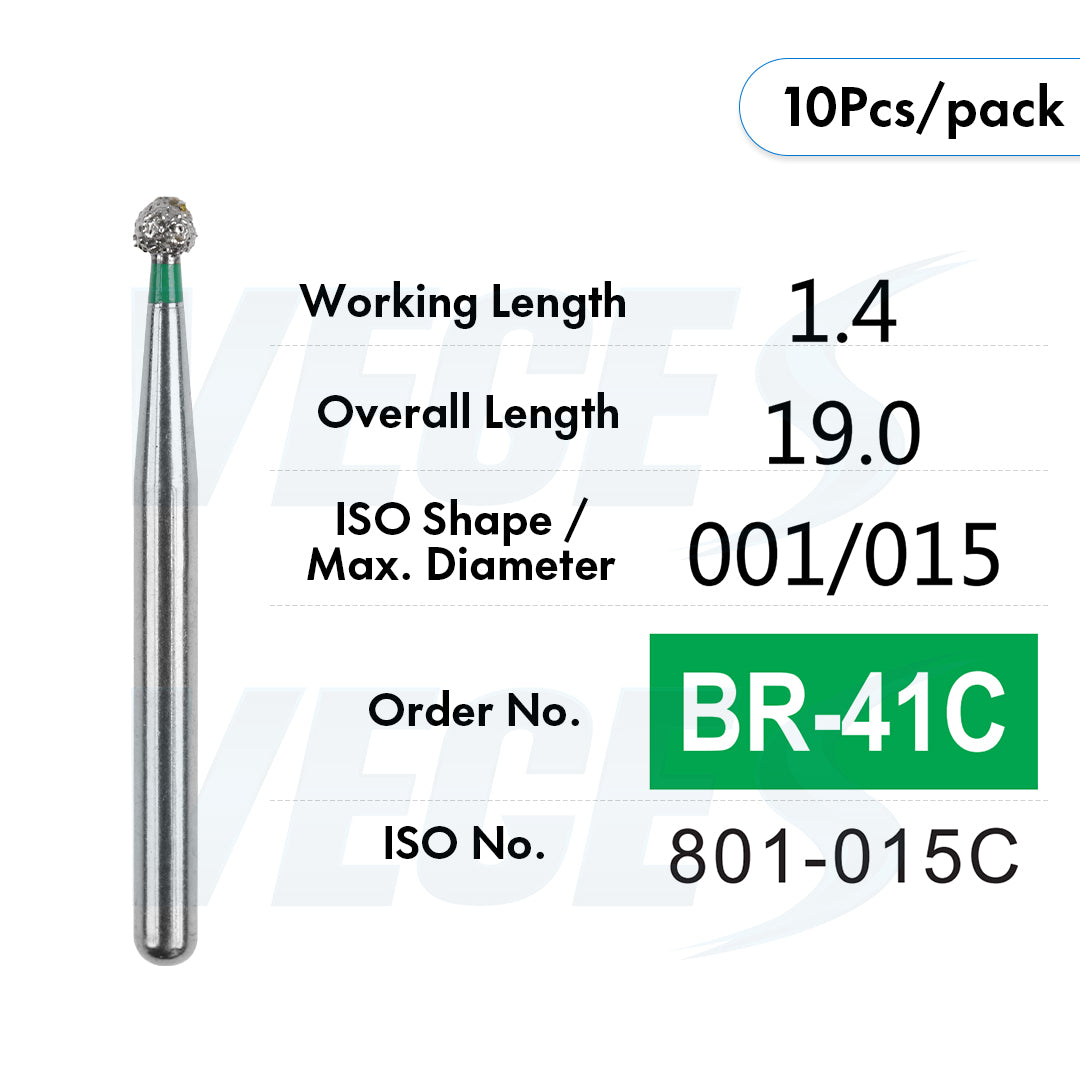 Veges Dental BR Coarse Round Diamond Dental Bur – 10pcs/Pack