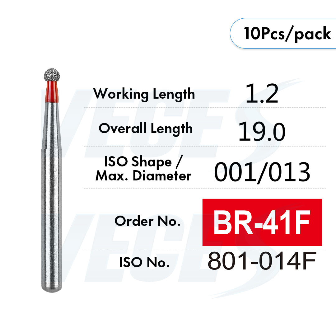 Veges Dental BR Fine Round Diamond Dental Bur – 10pcs/Pack
