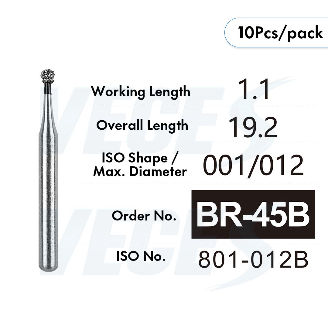 Veges Dental BR Super Coarse Round Diamond Dental Bur – 10pcs/Pack