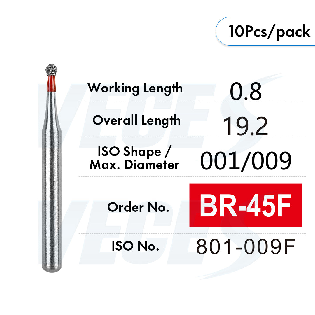 Veges Dental BR Fine Round Diamond Dental Bur – 10pcs/Pack