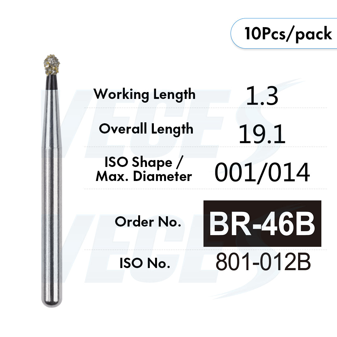 Veges Dental BR Super Coarse Round Diamond Dental Bur – 10pcs/Pack