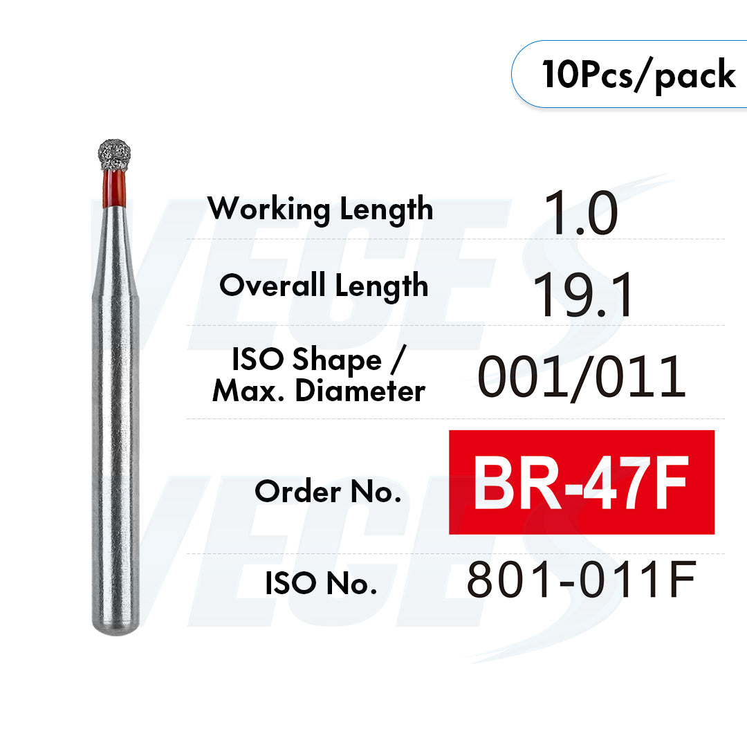 Veges Dental BR Fine Round Diamond Dental Bur – 10pcs/Pack