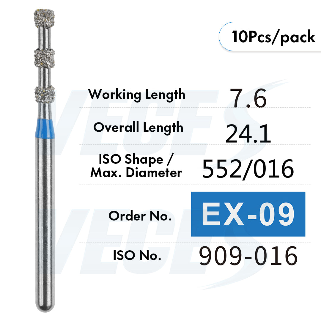 Veges Dental EX Depth Marker Diamond Bur for Veneer Preparation & Tooth Reduction | Medium Grit | FG | 10pcs