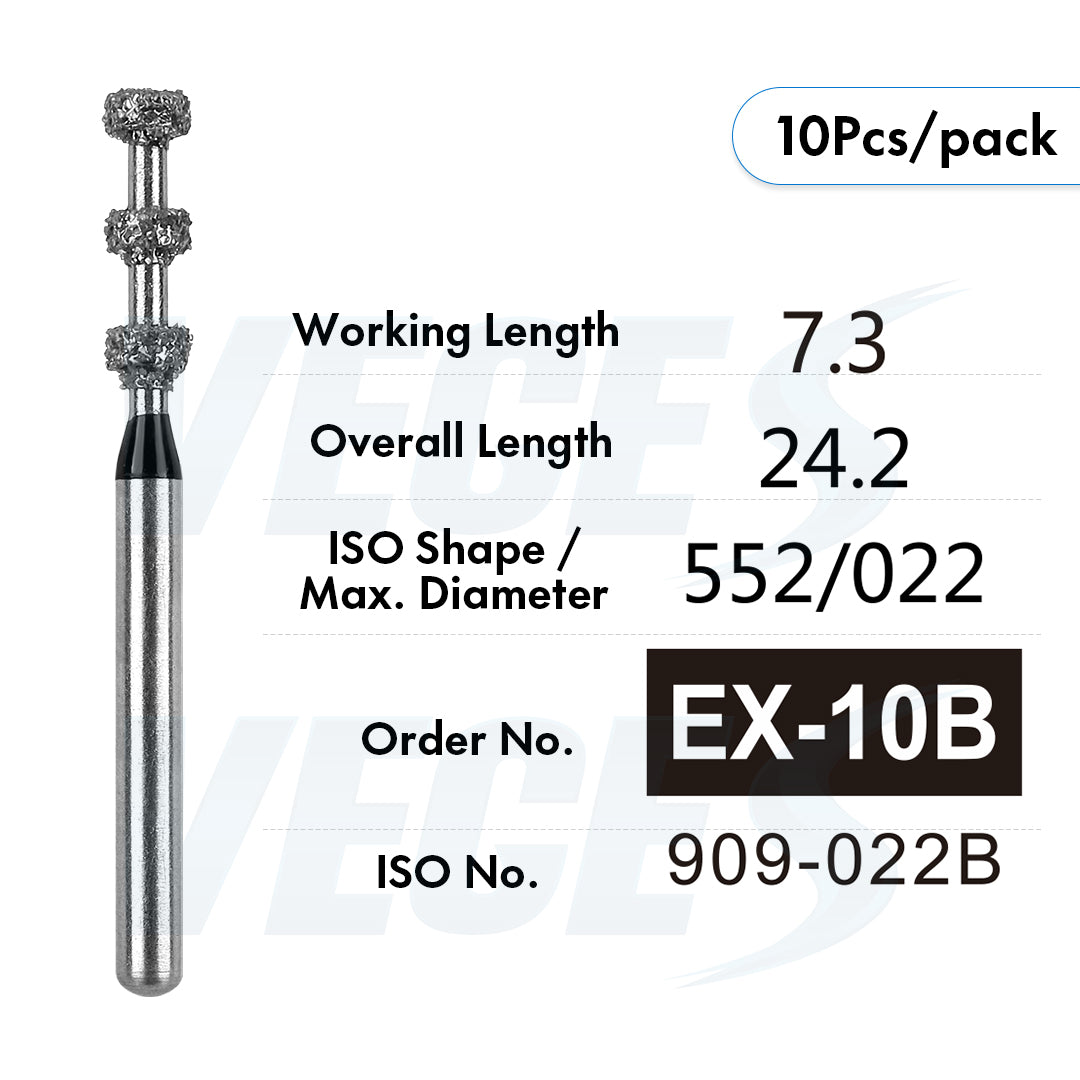 Veges Dental EX Super Coarse Depth Marker Diamond Bur for Veneer Preparation & Tooth Reduction | FG | 10pcs