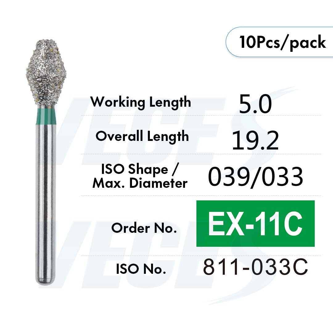 Veges Dental EX Coarse Depth Marker Diamond Bur for Veneer Preparation & Tooth Reduction | FG | 10pcs