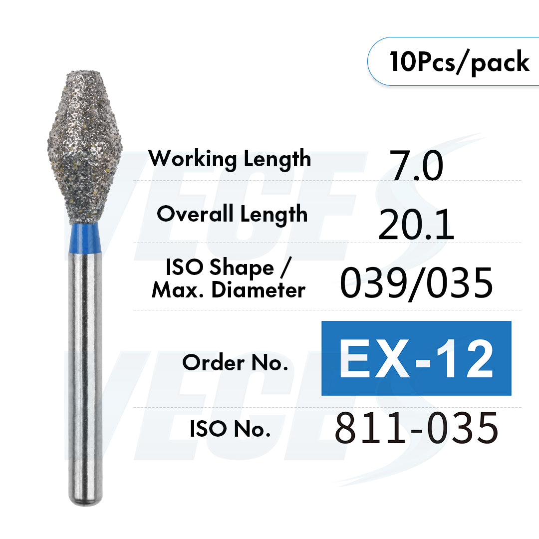 Veges Dental EX Depth Marker Diamond Bur for Veneer Preparation & Tooth Reduction | Medium Grit | FG | 10pcs