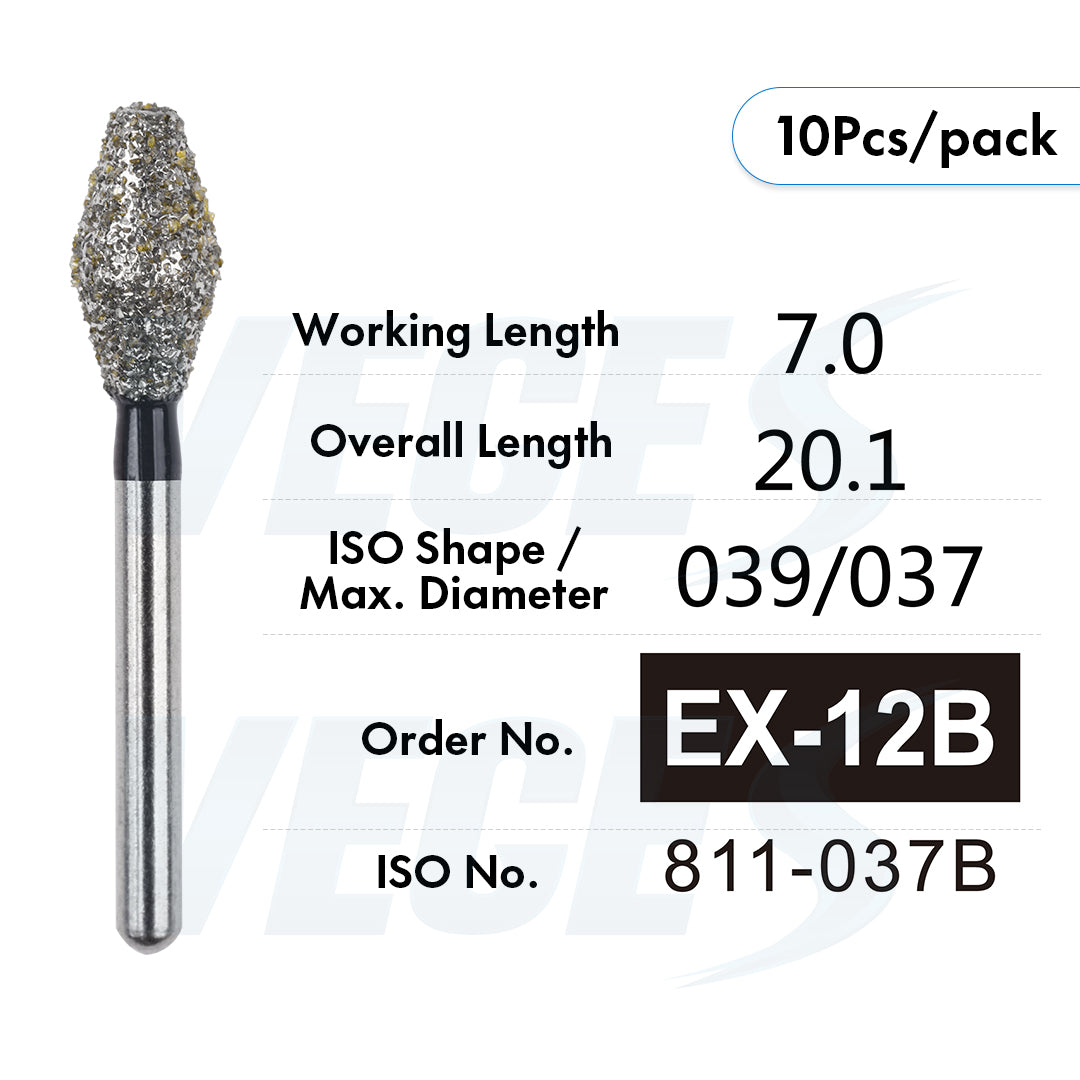 Veges Dental EX Super Coarse Depth Marker Diamond Bur for Veneer Preparation & Tooth Reduction | FG | 10pcs