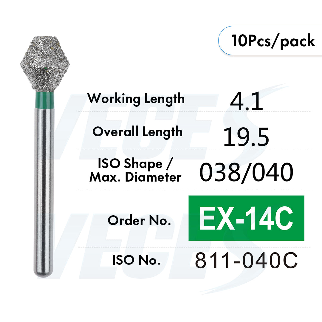 Veges Dental EX Coarse Depth Marker Diamond Bur for Veneer Preparation & Tooth Reduction | FG | 10pcs
