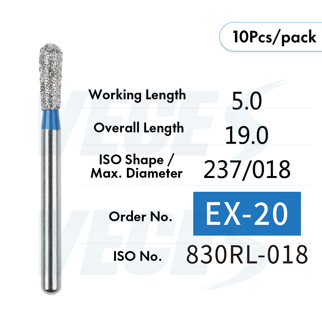 Veges Dental EX Depth Marker Diamond Bur for Veneer Preparation & Tooth Reduction | Medium Grit | FG | 10pcs