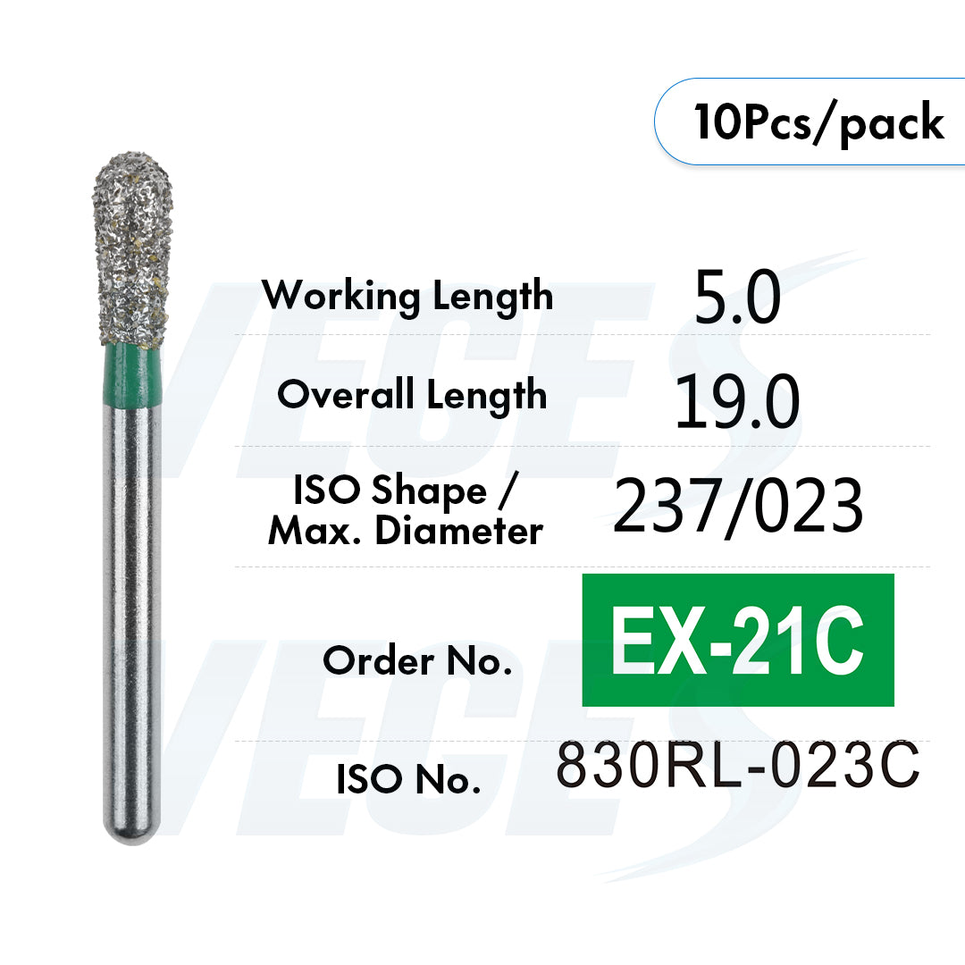 Veges Dental EX Coarse Depth Marker Diamond Bur for Veneer Preparation & Tooth Reduction | FG | 10pcs