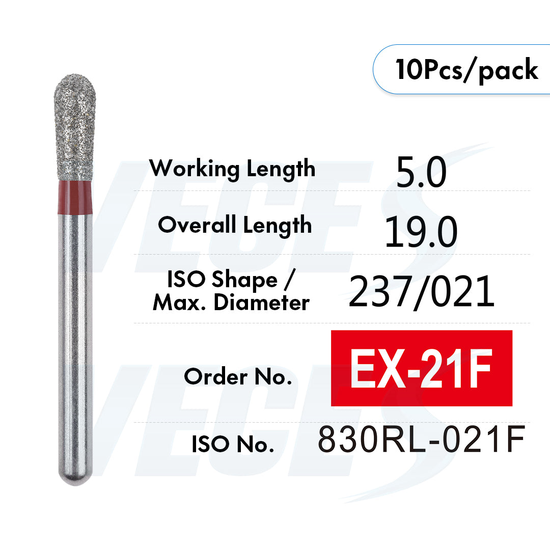 Veges Dental EX Fine Depth-Cutting Marker Diamond Bur for Veneer Preparation - 10pcs/Pack