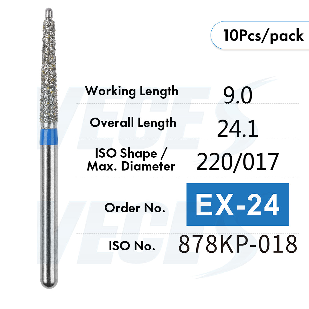 Veges Dental EX Depth Marker Diamond Bur for Veneer Preparation & Tooth Reduction | Medium Grit | FG | 10pcs