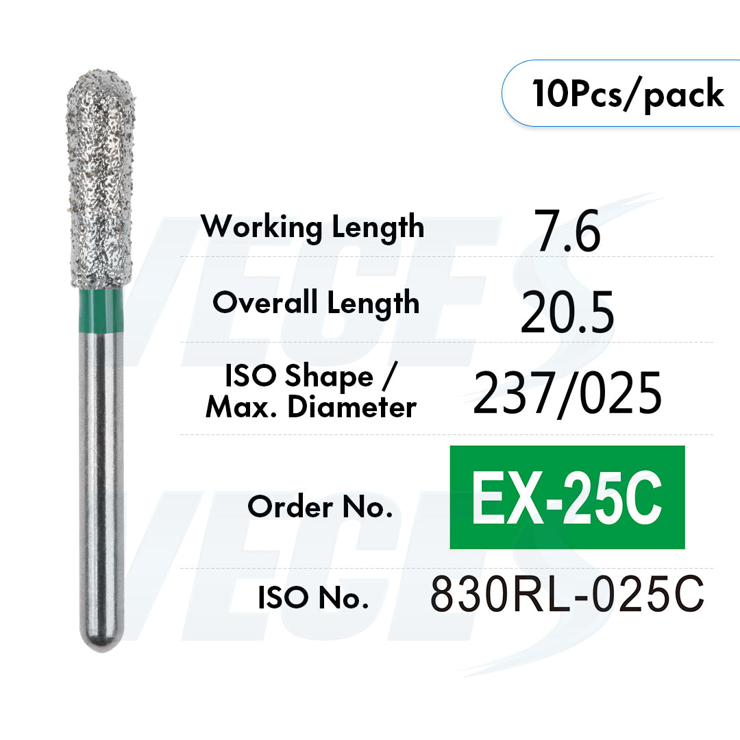 Veges Dental EX Coarse Depth Marker Diamond Bur for Veneer Preparation & Tooth Reduction | FG | 10pcs