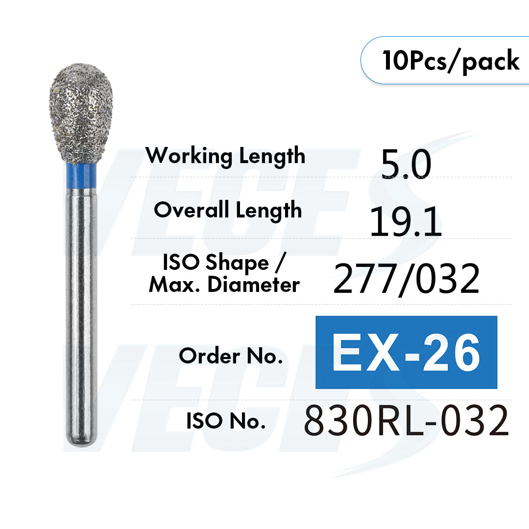 Veges Dental EX Depth Marker Diamond Bur for Veneer Preparation & Tooth Reduction | Medium Grit | FG | 10pcs