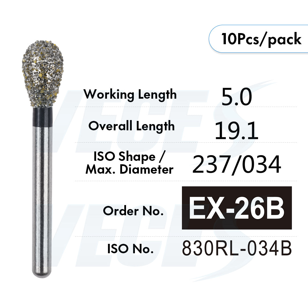 Veges Dental EX Super Coarse Depth Marker Diamond Bur for Veneer Preparation & Tooth Reduction | FG | 10pcs