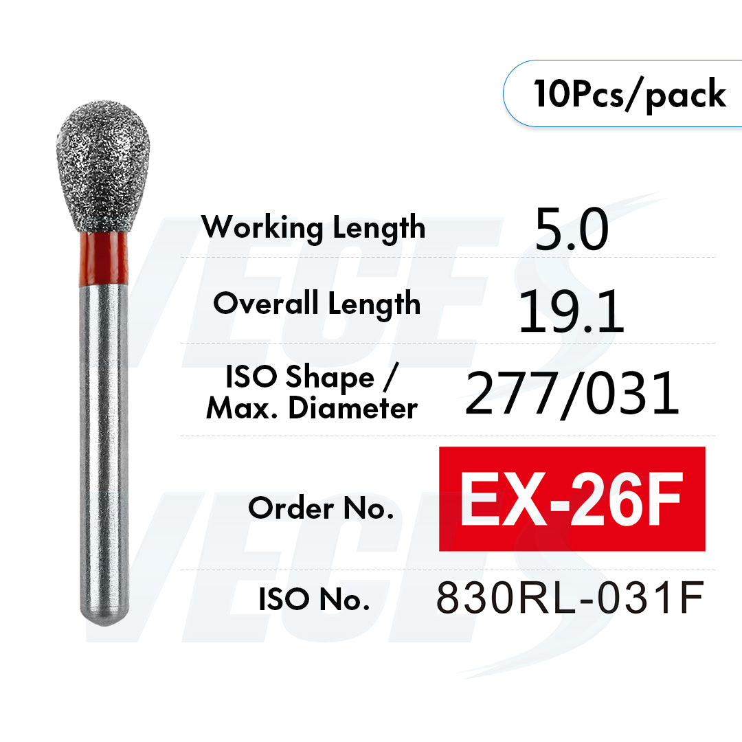 Veges Dental EX Fine Depth-Cutting Marker Diamond Bur for Veneer Preparation - 10pcs/Pack