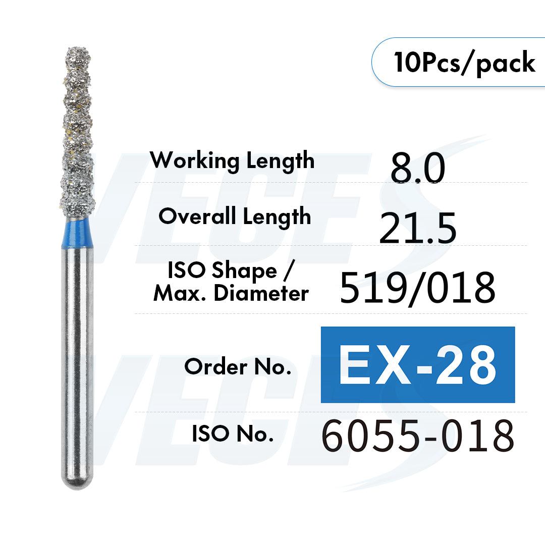 Veges Dental EX Depth Marker Diamond Bur for Veneer Preparation & Tooth Reduction | Medium Grit | FG | 10pcs