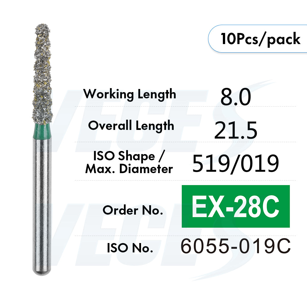 Veges Dental EX Coarse Depth Marker Diamond Bur for Veneer Preparation & Tooth Reduction | FG | 10pcs