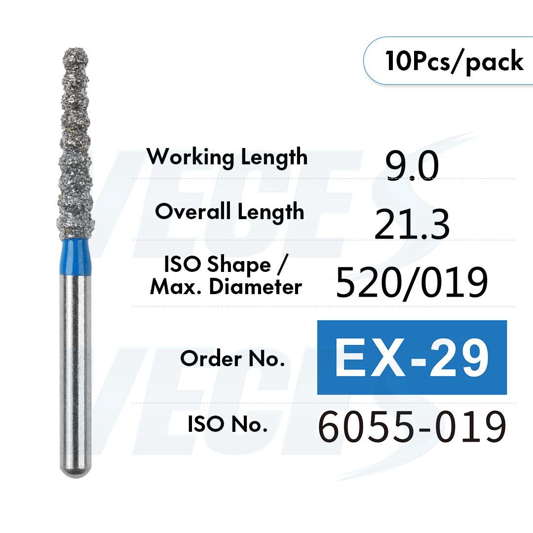 Veges Dental EX Depth Marker Diamond Bur for Veneer Preparation & Tooth Reduction | Medium Grit | FG | 10pcs