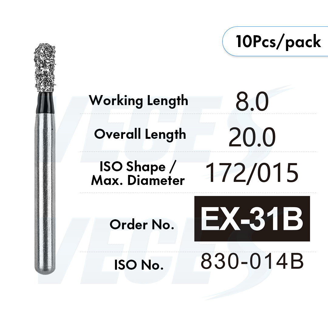 Veges Dental EX Super Coarse Depth Marker Diamond Bur for Veneer Preparation & Tooth Reduction | FG | 10pcs