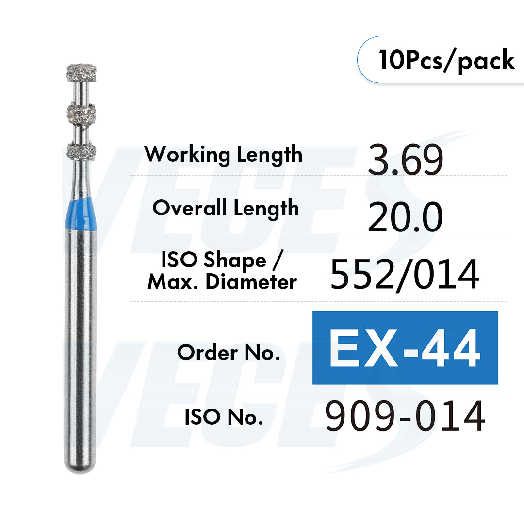 Veges Dental EX Depth Marker Diamond Bur for Veneer Preparation & Tooth Reduction | Medium Grit | FG | 10pcs